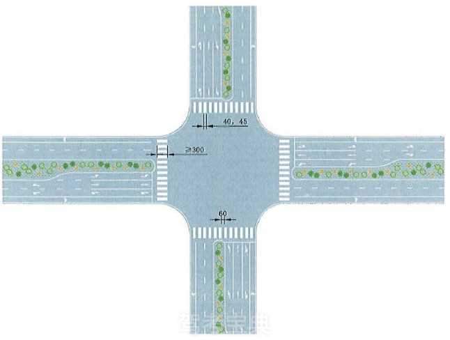 与道路中心线垂直的人行横道线